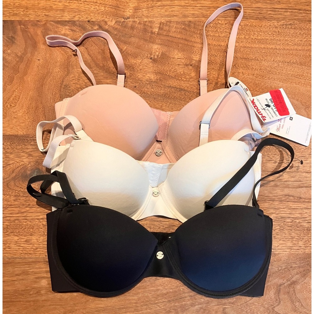 Lucky Brand 3-Pack T-Shirt Bras 34C Underwire Lightly Lined Black White Pink NEW